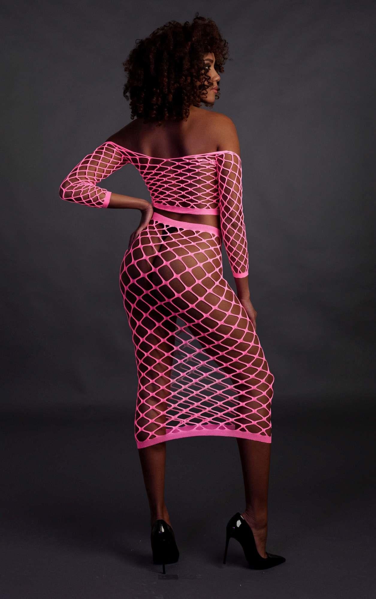 Set lenjerie intimă neon roz UV XS/XL