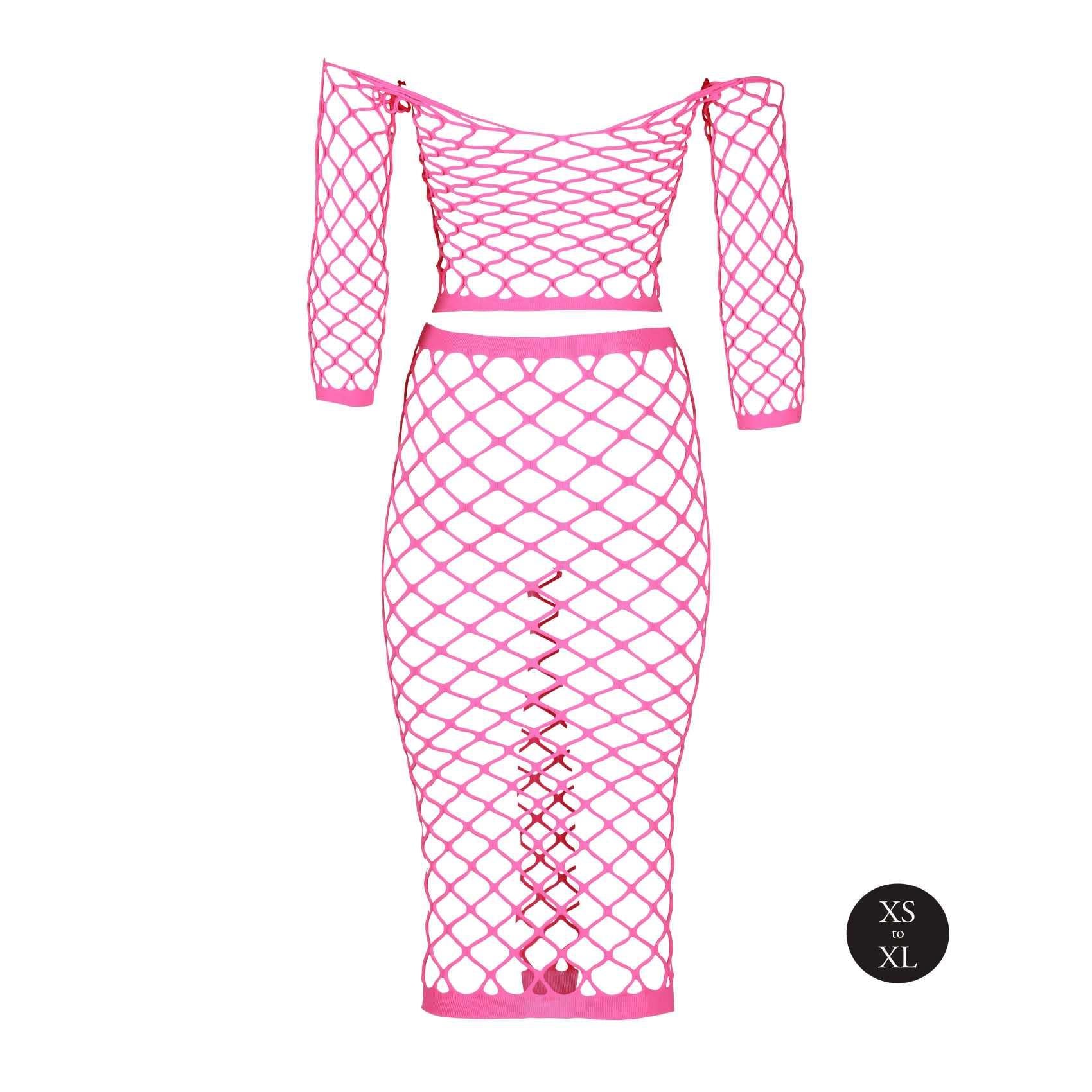 Set lenjerie intimă neon roz UV XS/XL