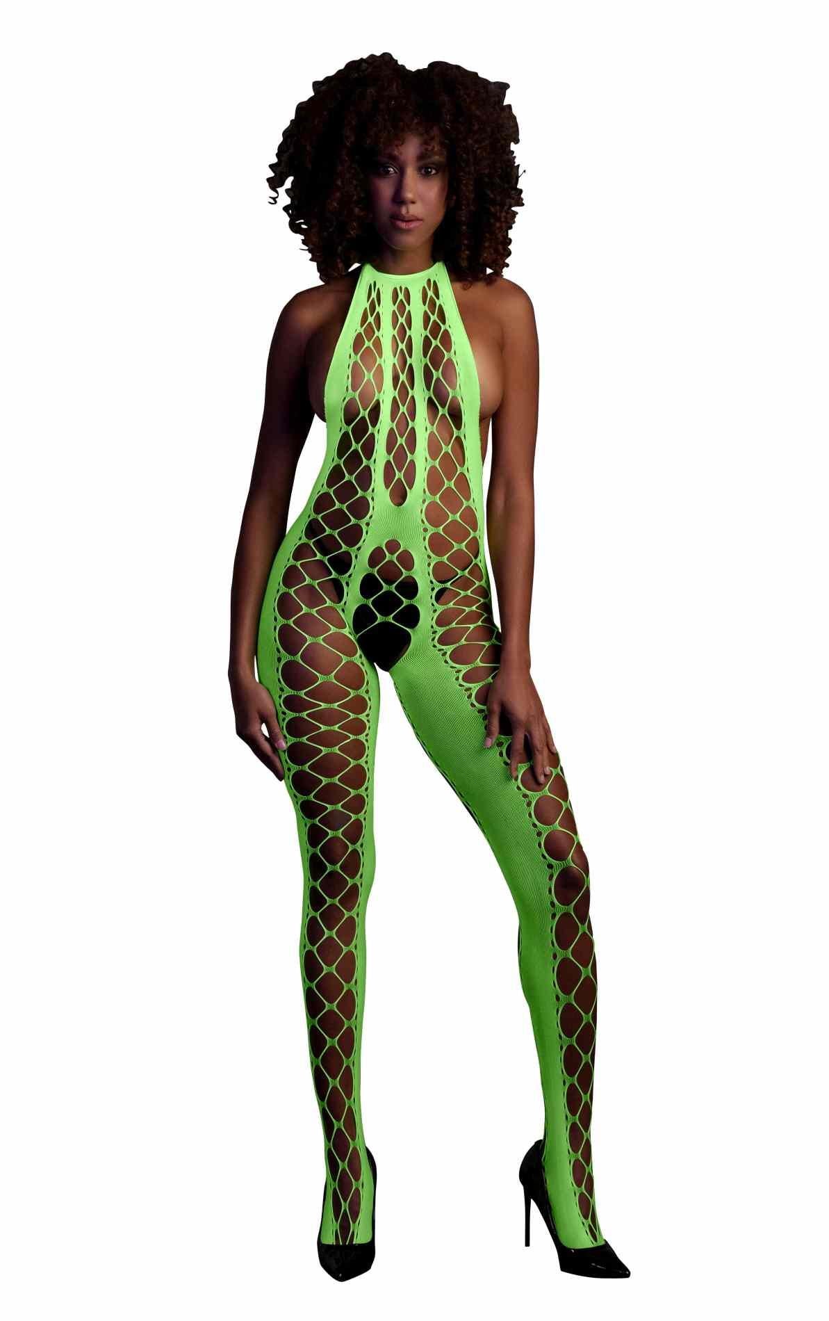 Au! Ciorapi de corp UV verde neon XS/XL