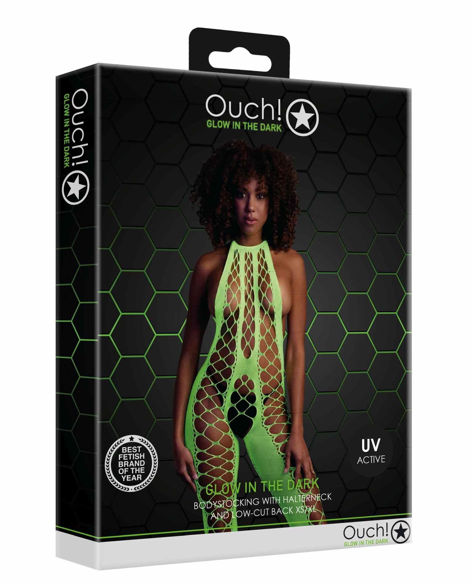 Au! Ciorapi de corp UV verde neon XS/XL