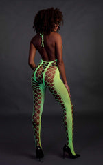 Au! Ciorapi de corp UV verde neon XS/XL