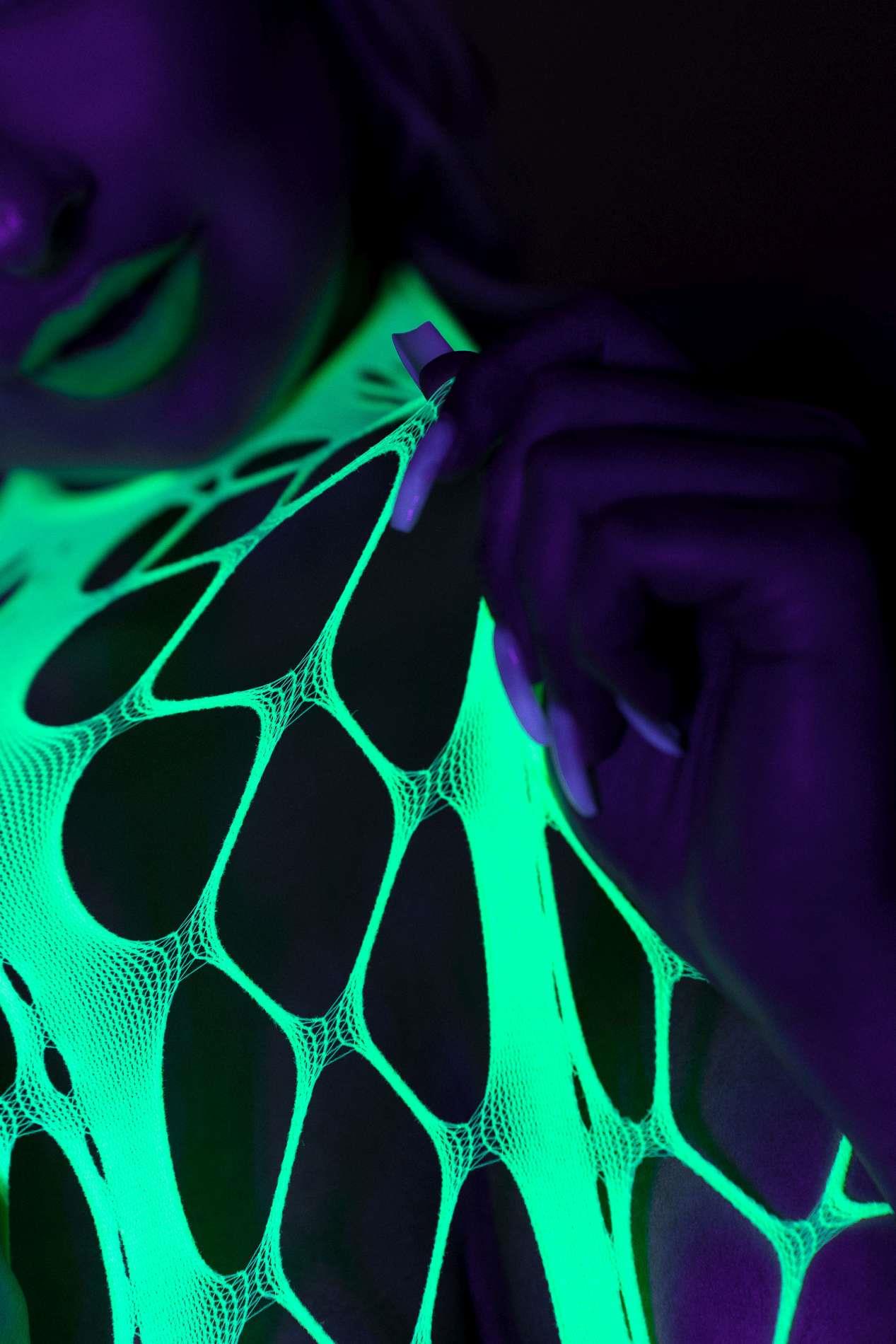 Au! Ciorapi de corp UV verde neon XS/XL