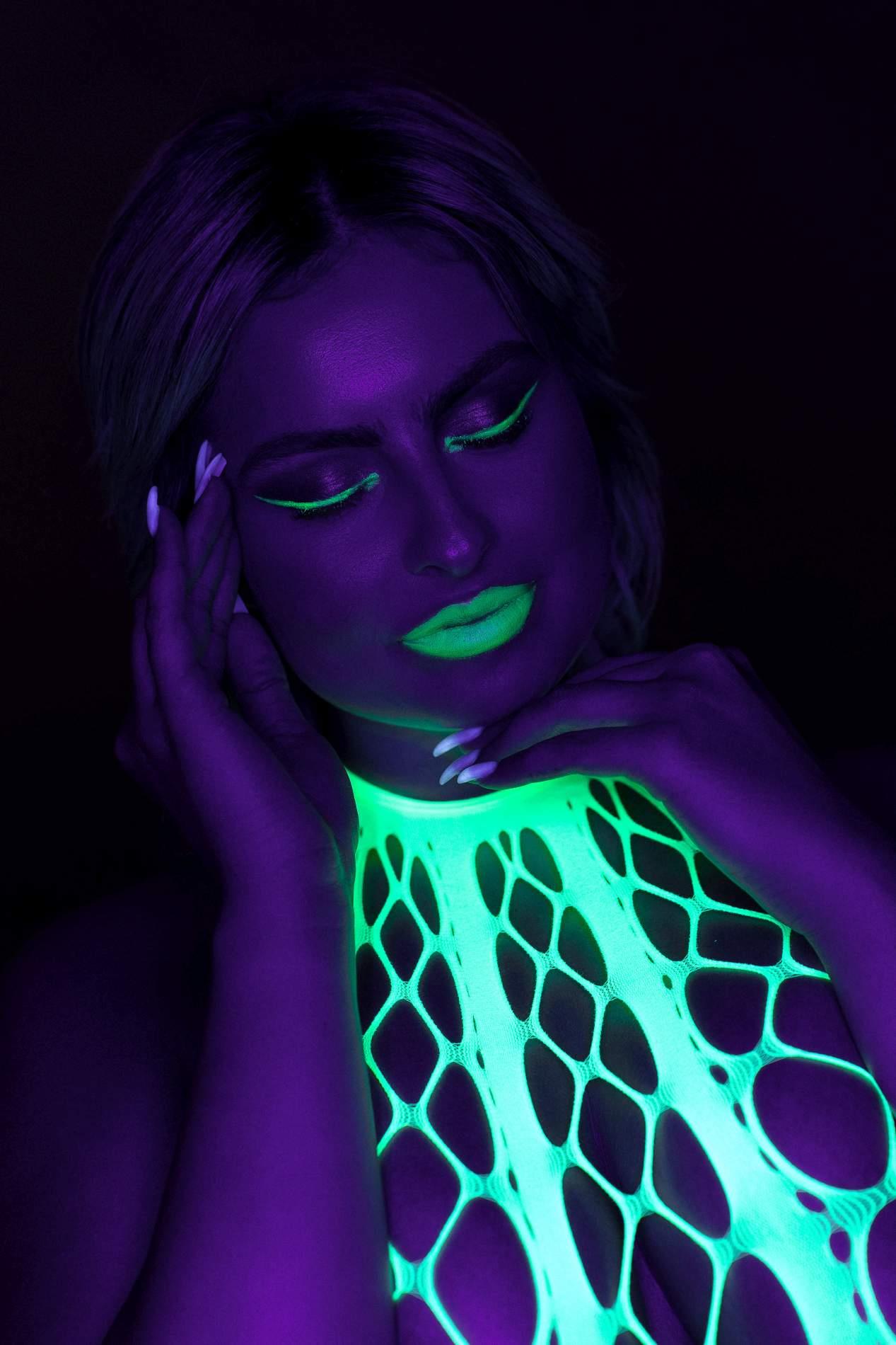 Au! Ciorapi de corp UV verde neon XS/XL