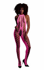 Body Ouch neon cu guler înalt roz XS XL