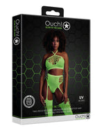 Au! Set top scurt și ciorapi verde neon XS/XL