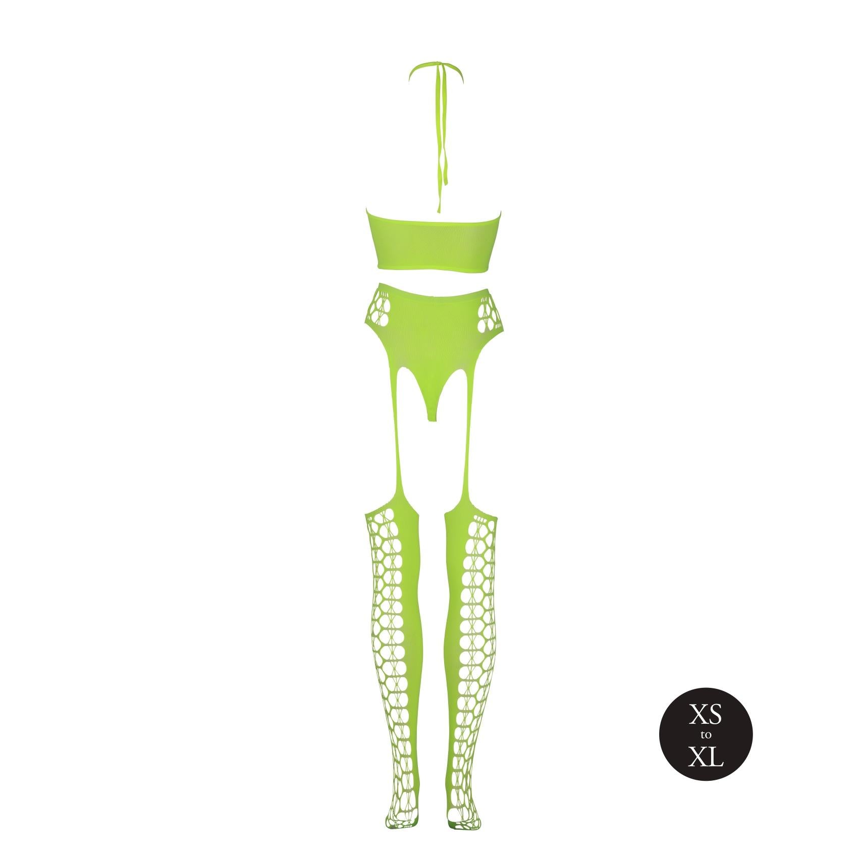 Au! Set top scurt și ciorapi verde neon XS/XL