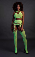 Set lenjerie intimă Ouch verde neon UV XS/XL