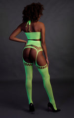 Set lenjerie intimă Ouch verde neon UV XS/XL