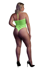 Body Ouch verde neon cu imprimeu halter XL XXXXL