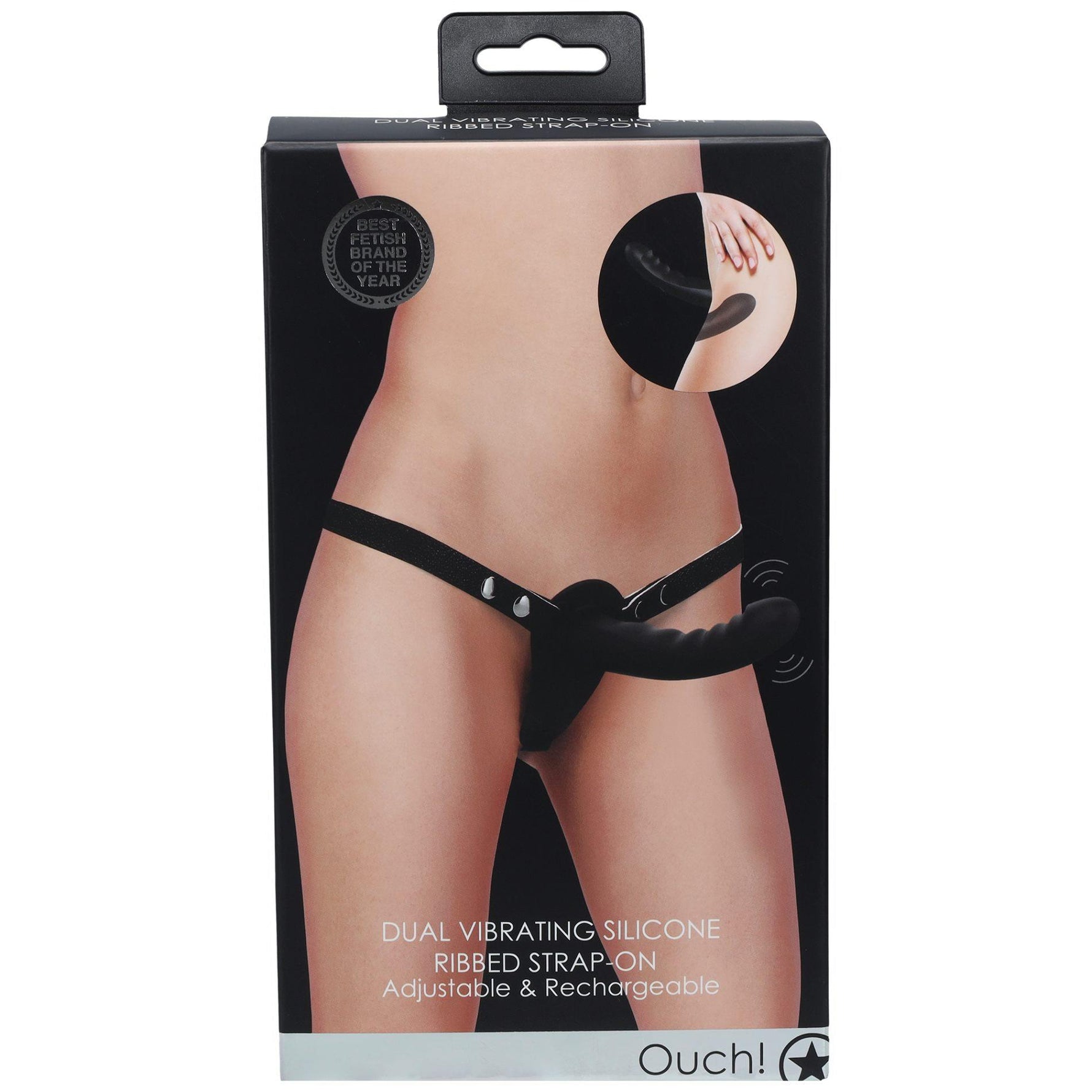 Au! Curea vibratoare dublă, silicon, reglabilă, neagră
