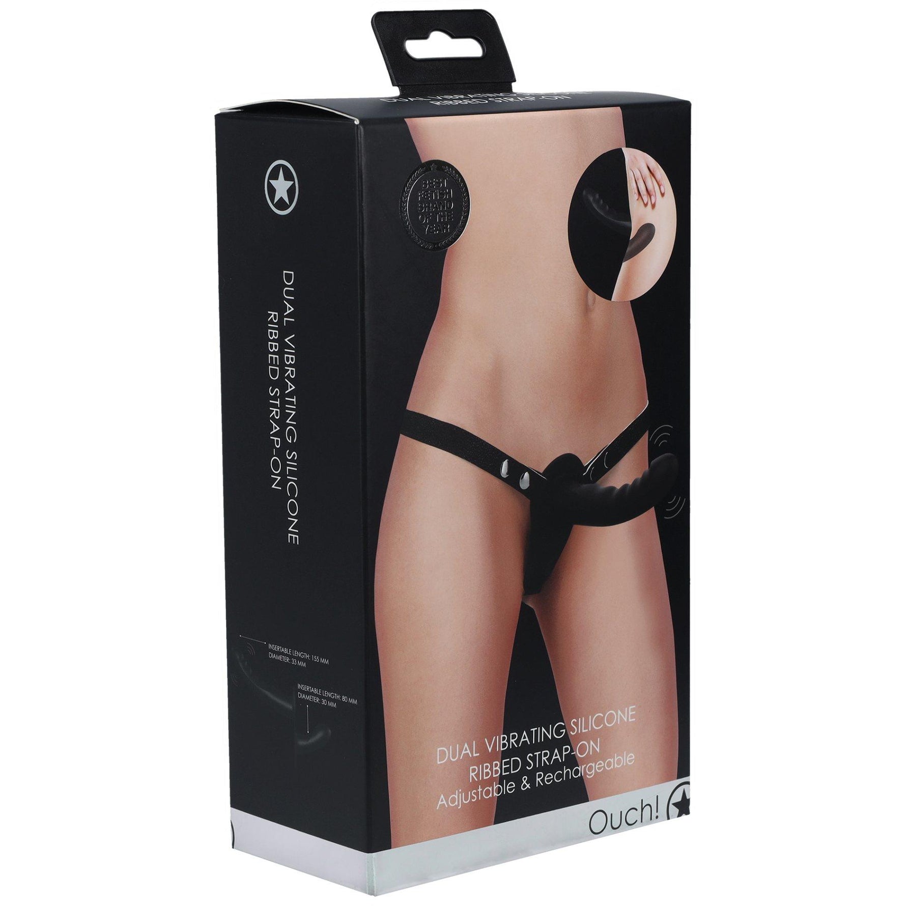 Au! Curea vibratoare dublă, silicon, reglabilă, neagră