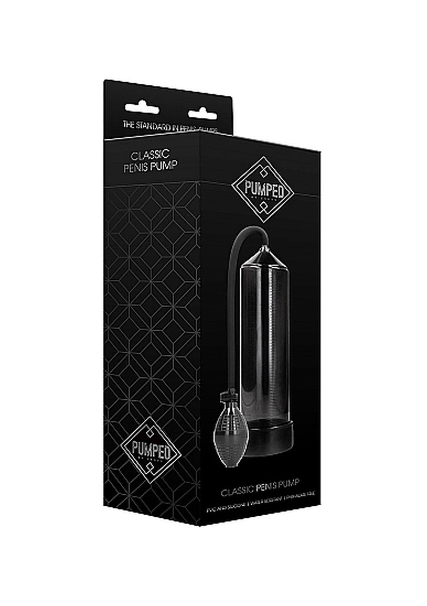 Pompă de penis pompată clasică neagră 23 cm