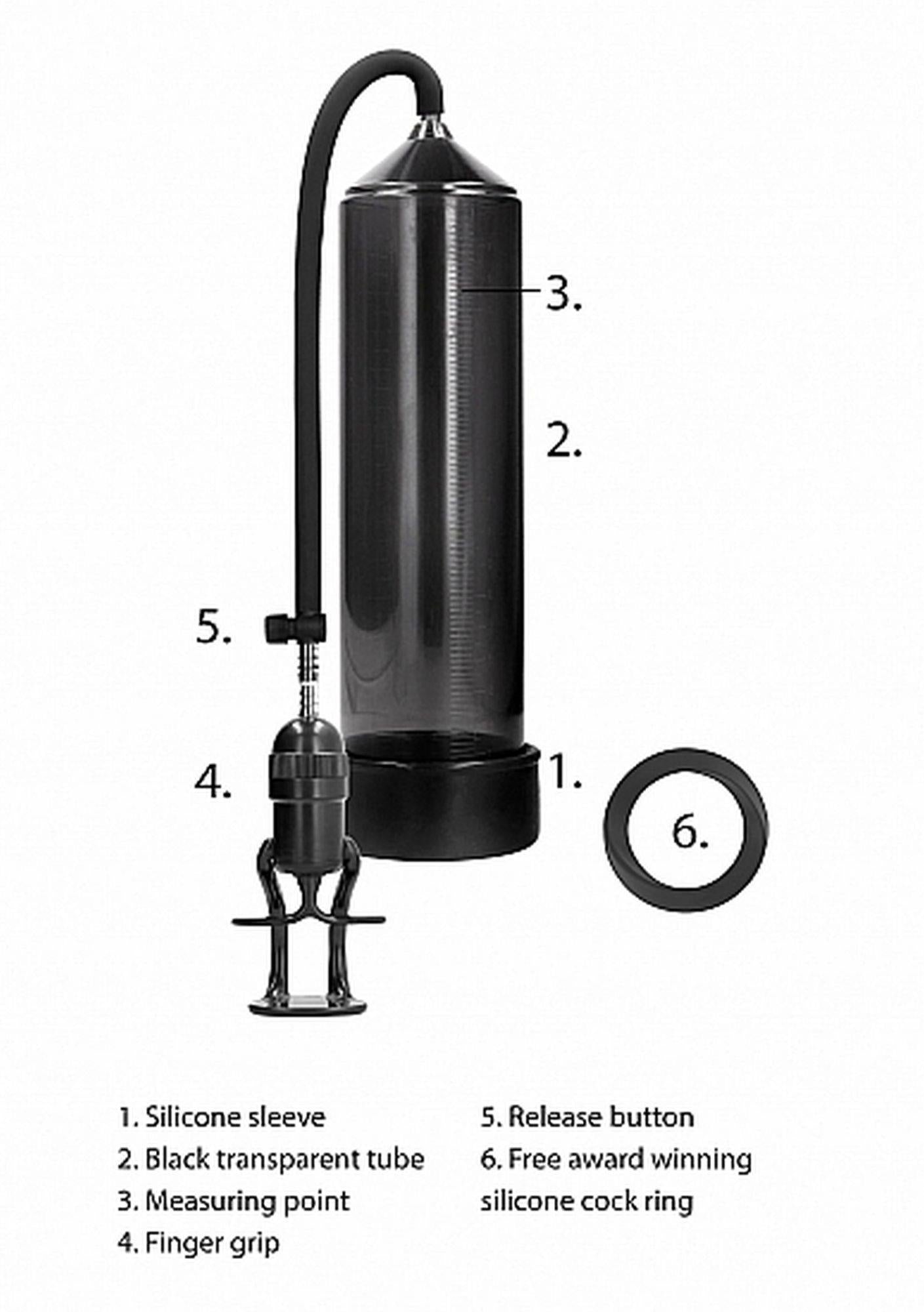 Pompă de penis Pumped Deluxe pentru începători, neagră, 23 cm