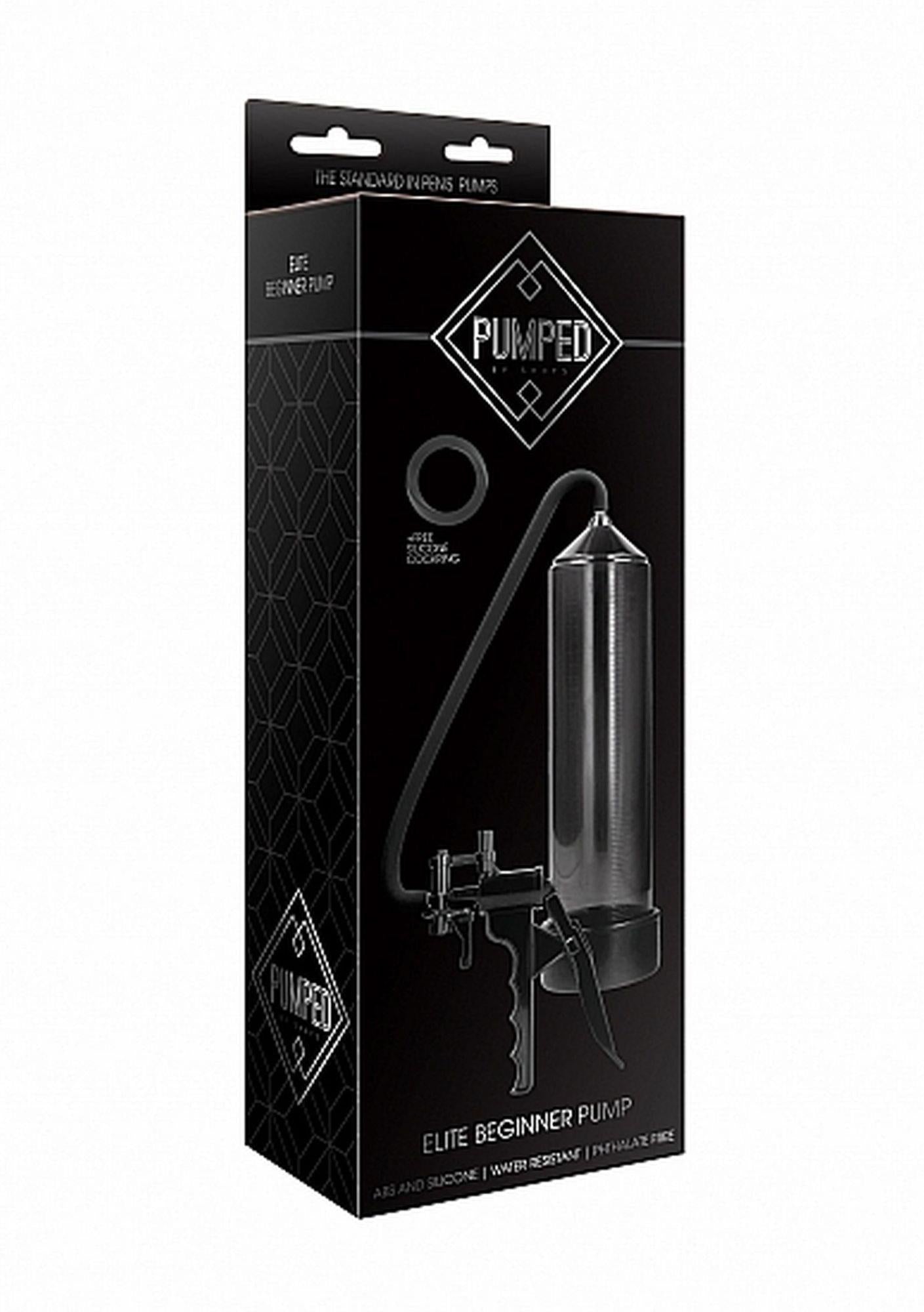 Pompă de penis Pumped Elite pentru începători, neagră, 23 cm