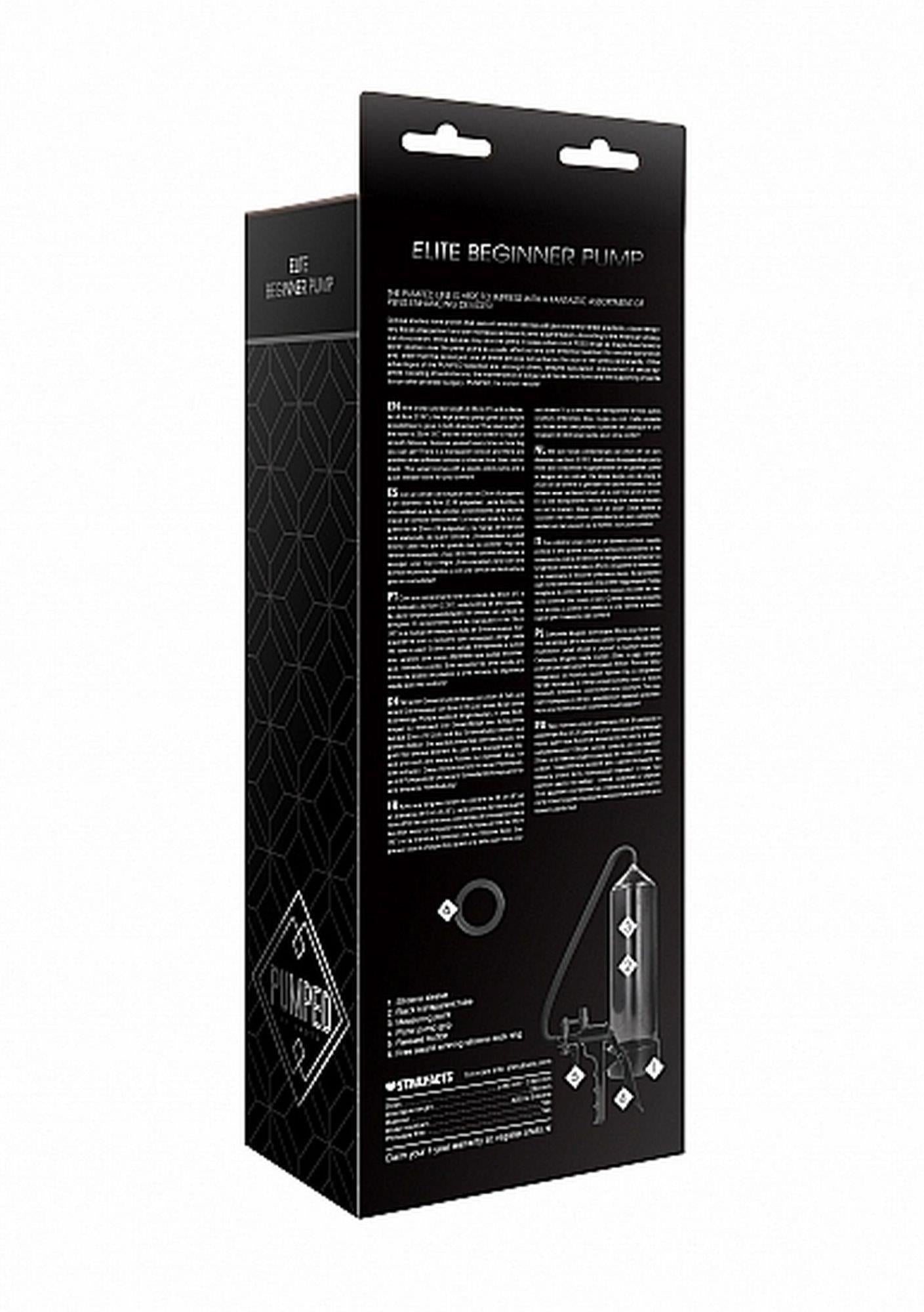 Pompă de penis Pumped Elite pentru începători, neagră, 23 cm