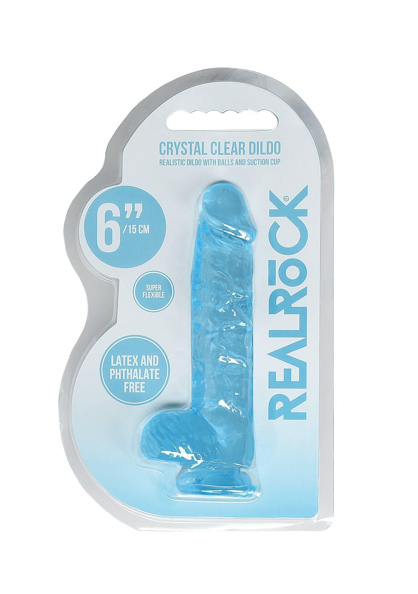 Dildo RealRock albastru pentru testicule 15 cm