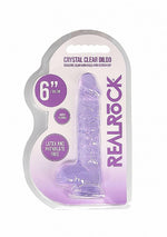Dildo realist cu gel RealRock și testicule, violet, 17 cm