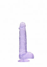 Dildo realist cu gel RealRock și testicule, violet, 17 cm