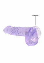 Dildo realist cu gel RealRock și testicule, violet, 17 cm