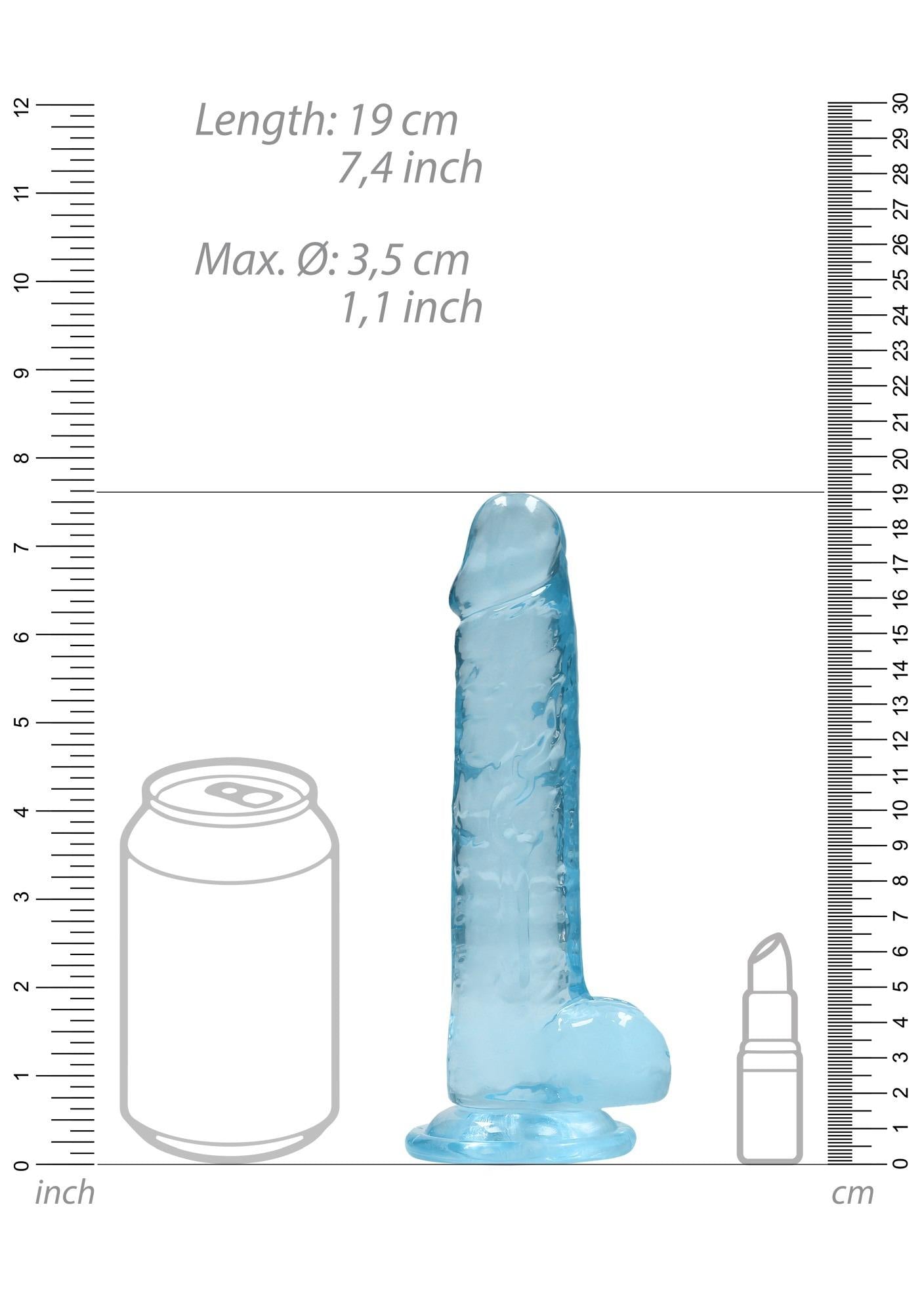 Dildo realist RealRock Crystal Clear cu testicule 19 cm