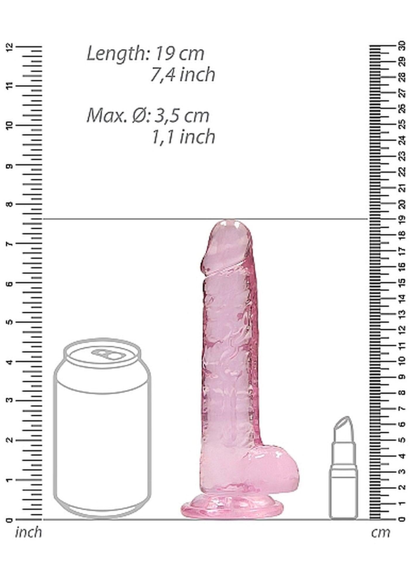 Dildo realist RealRock cu testicule roz 18 cm