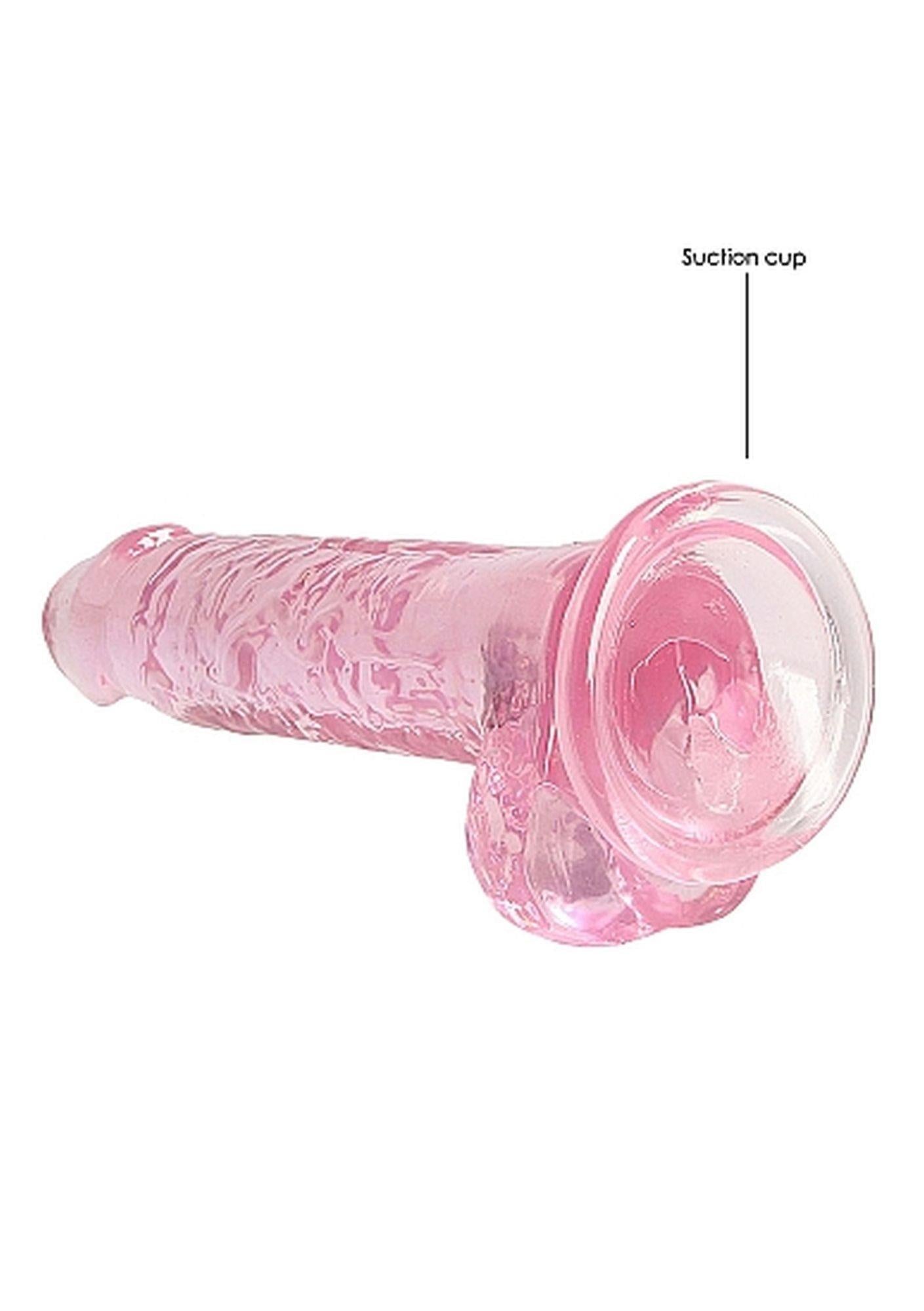 Dildo realist RealRock cu testicule roz 18 cm