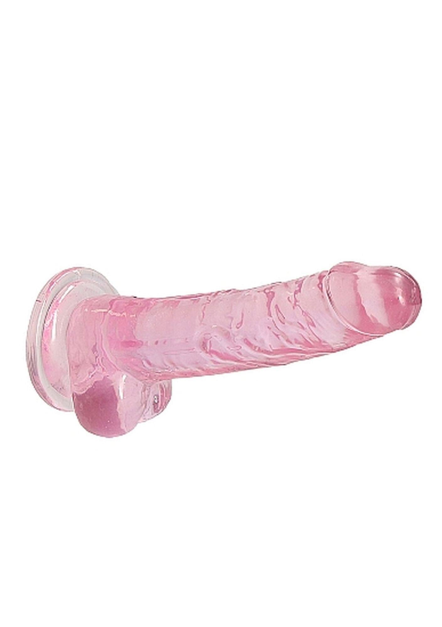 Dildo realist RealRock cu testicule roz 18 cm