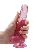 Dildo realist RealRock cu testicule roz 18 cm