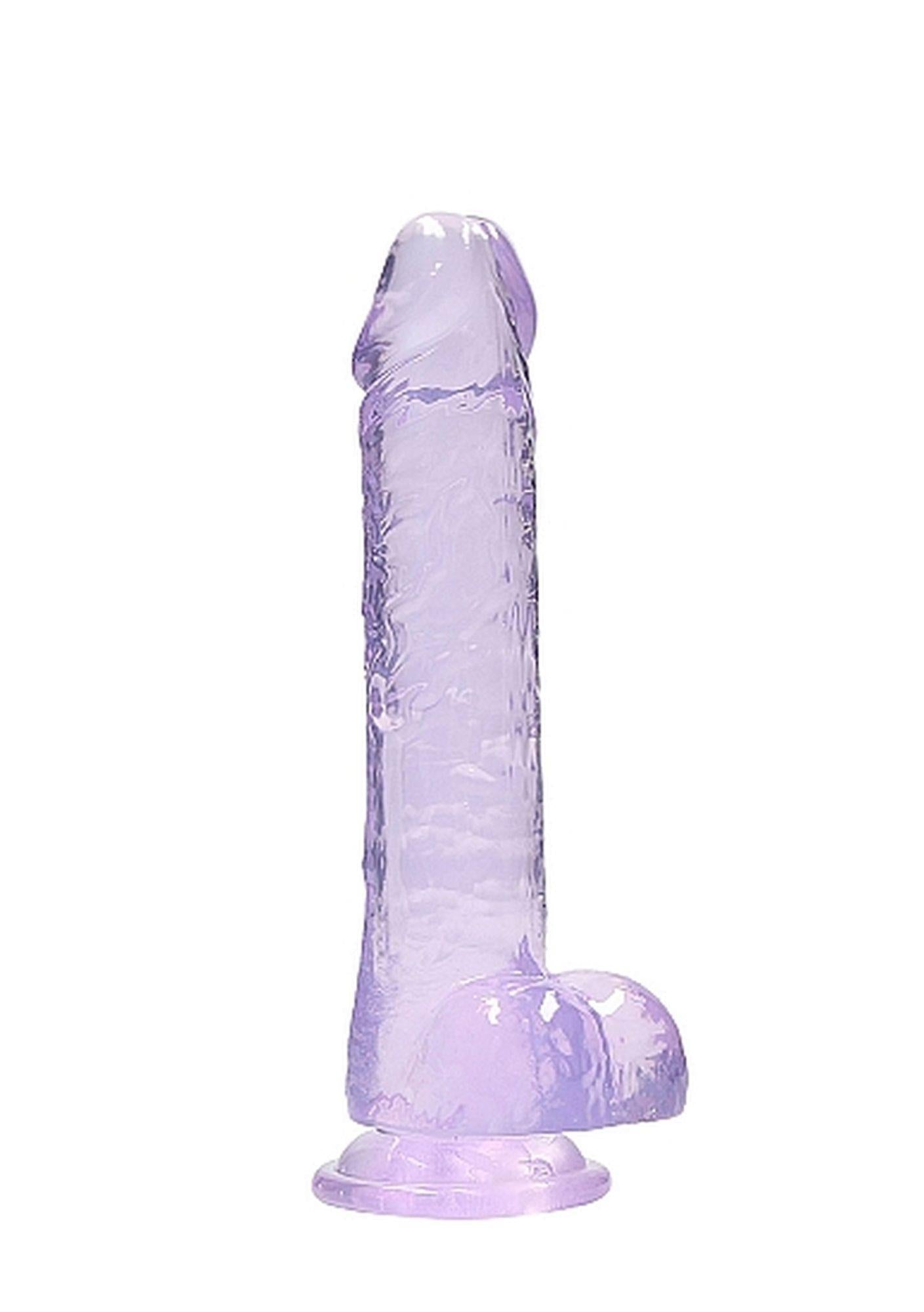 Dildo realist RealRock cu testicule, violet, 20 cm