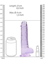 Dildo realist RealRock cu testicule, violet, 20 cm