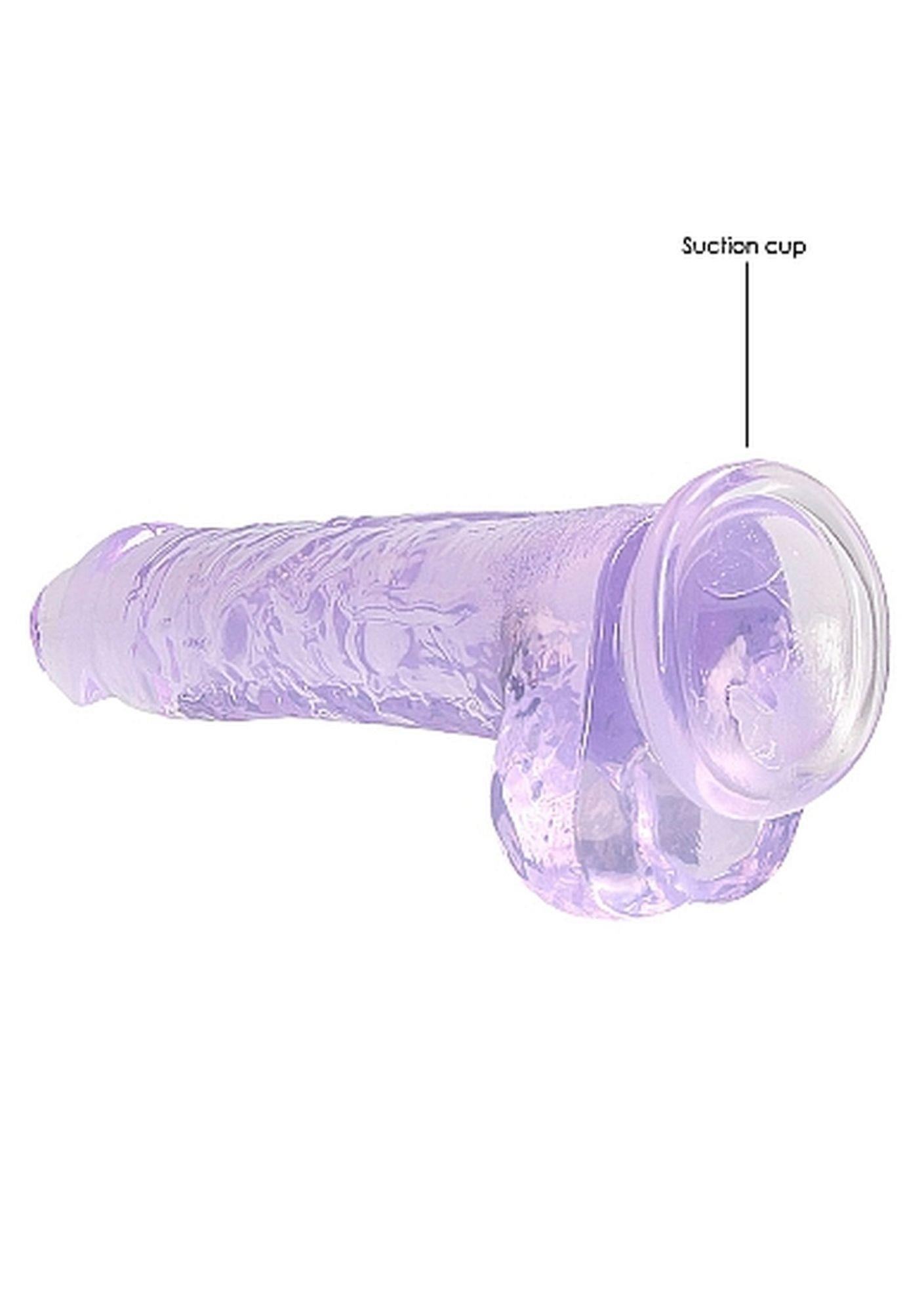 Dildo realist RealRock cu testicule, violet, 20 cm
