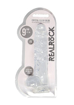 Dildo realist RealRock cu testicule, transparent, 23 cm
