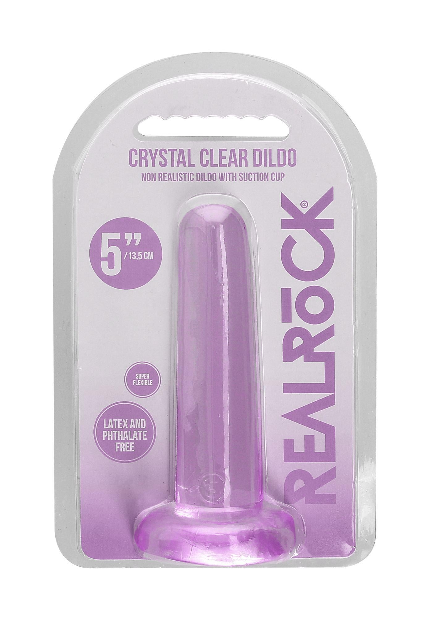 Dildo cu ventuză transparentă RealRock 13,5 cm