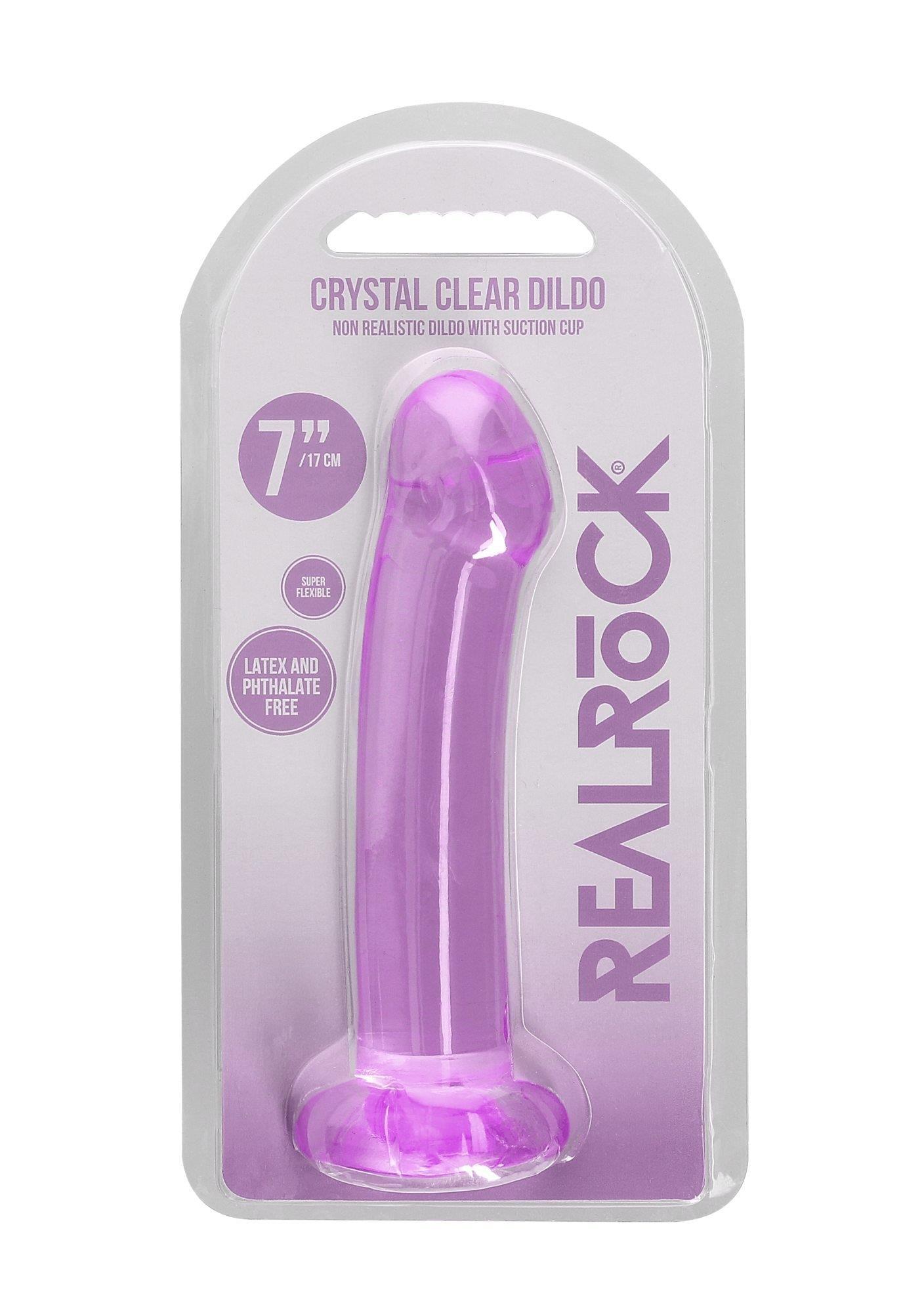 Dildo cu ventuză RealRock Crystal Clear transparent 17 cm