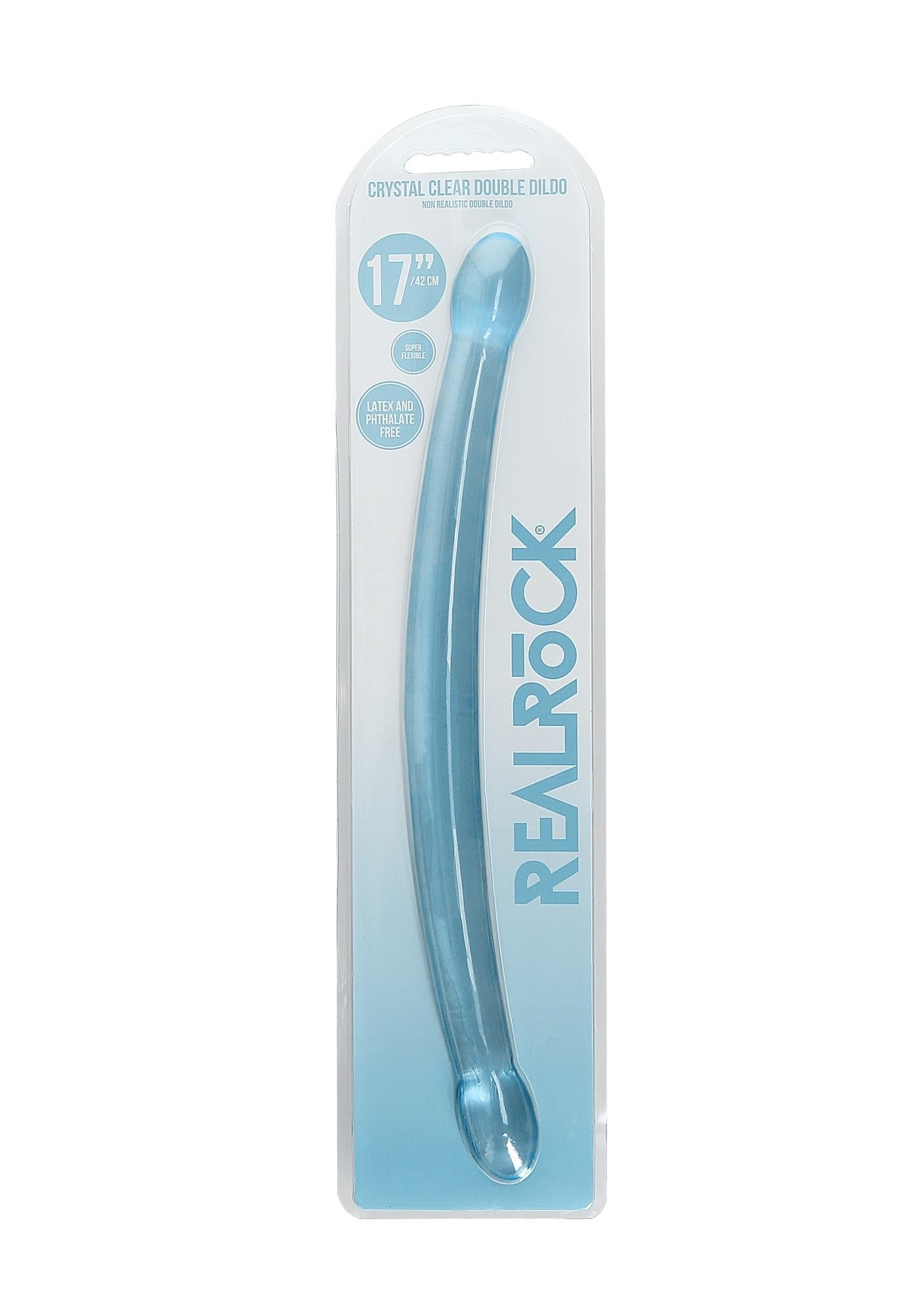 Dildo dublu RealRock Crystal Clear 42 cm
