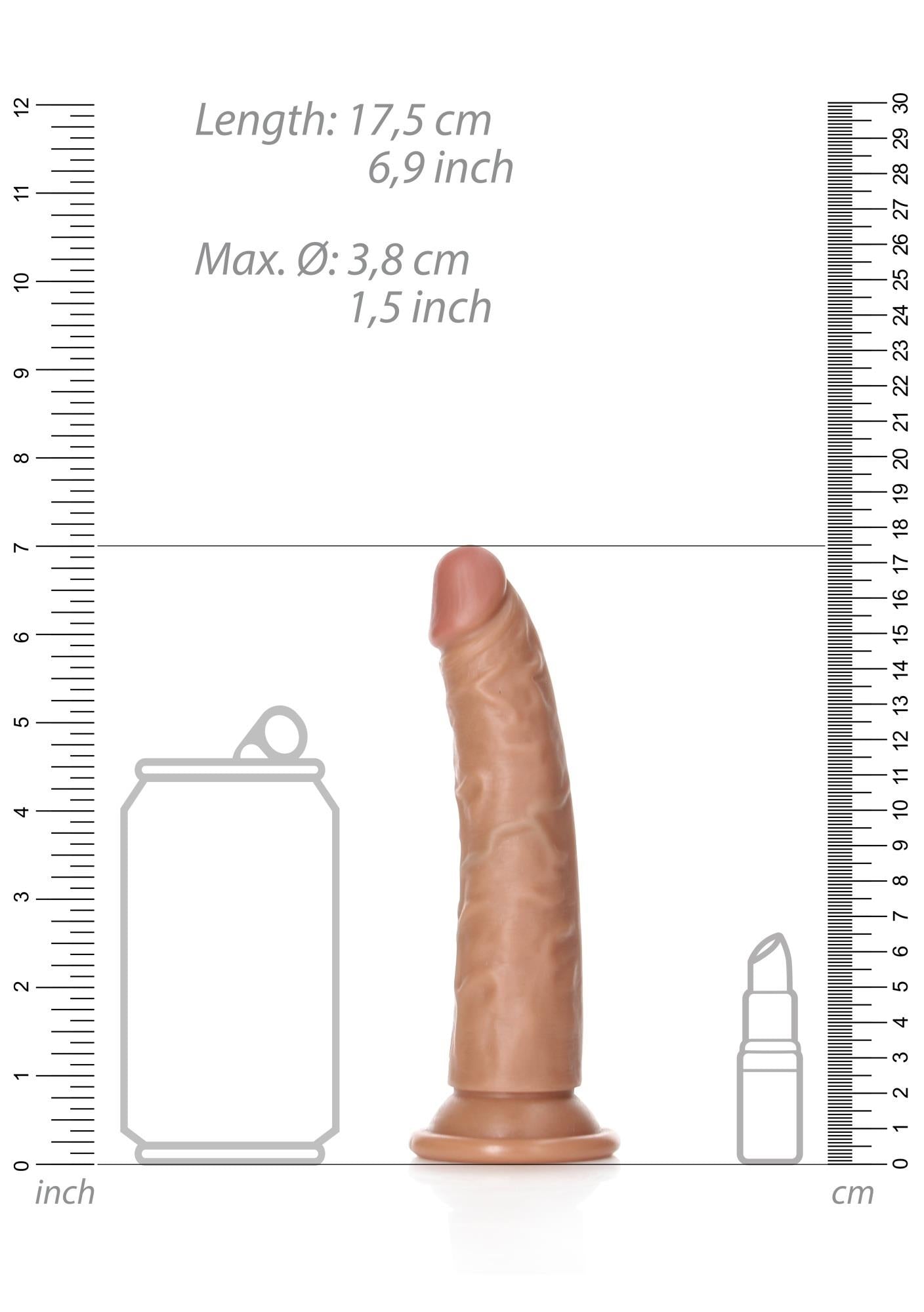 Dildo realist subțire RealRock cu ventuză 15,5 cm