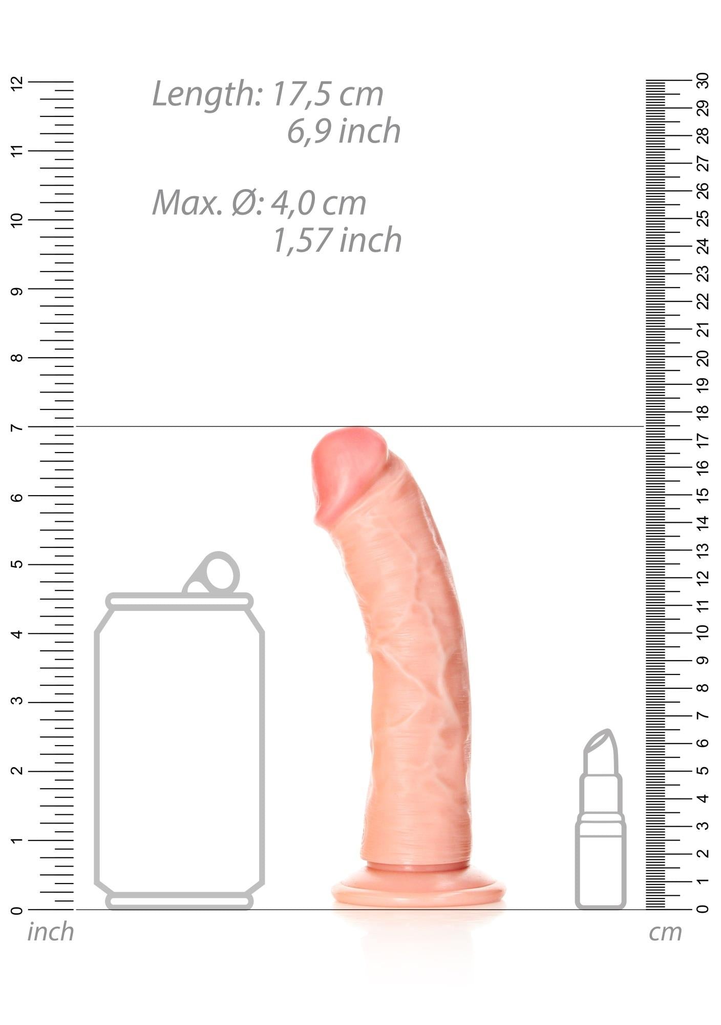 Dildo curbat realist RealRock cu ventuză 15,5 cm