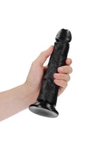 Dildo curbat realist RealRock cu ventuză negru 20,5 cm
