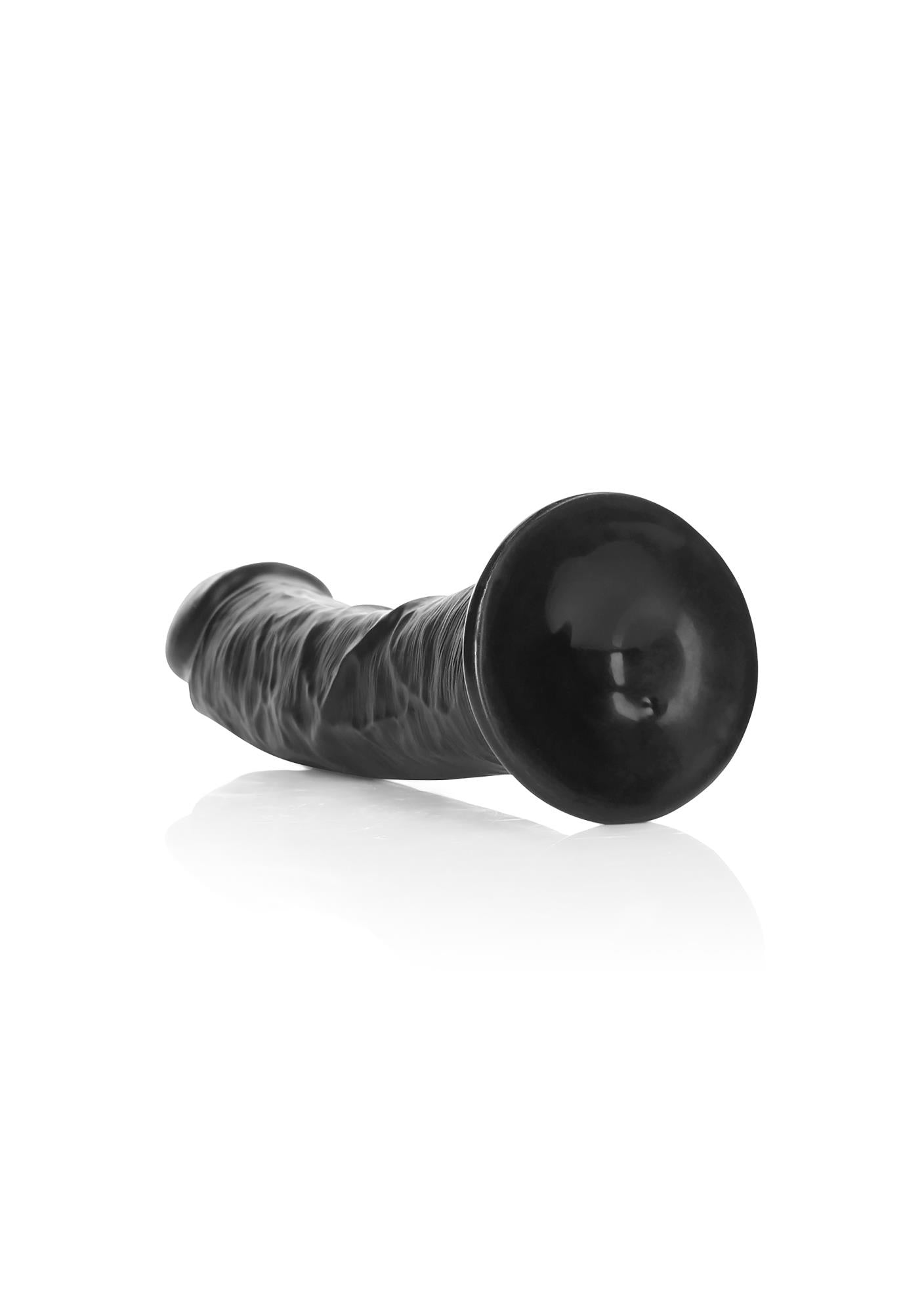 Dildo curbat realist RealRock cu ventuză negru 20,5 cm