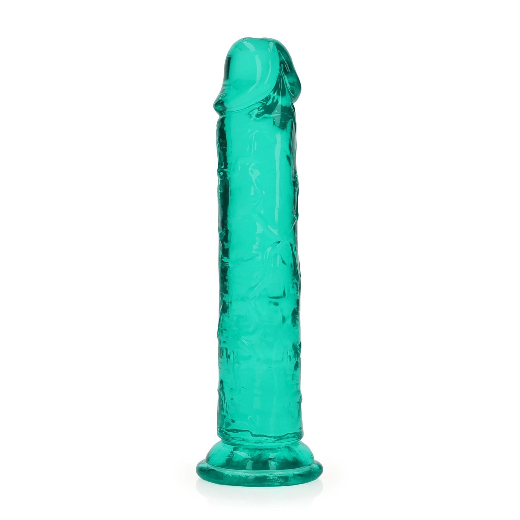 Dildo realist drept RealRock cu ventuză, transparent, 18 cm