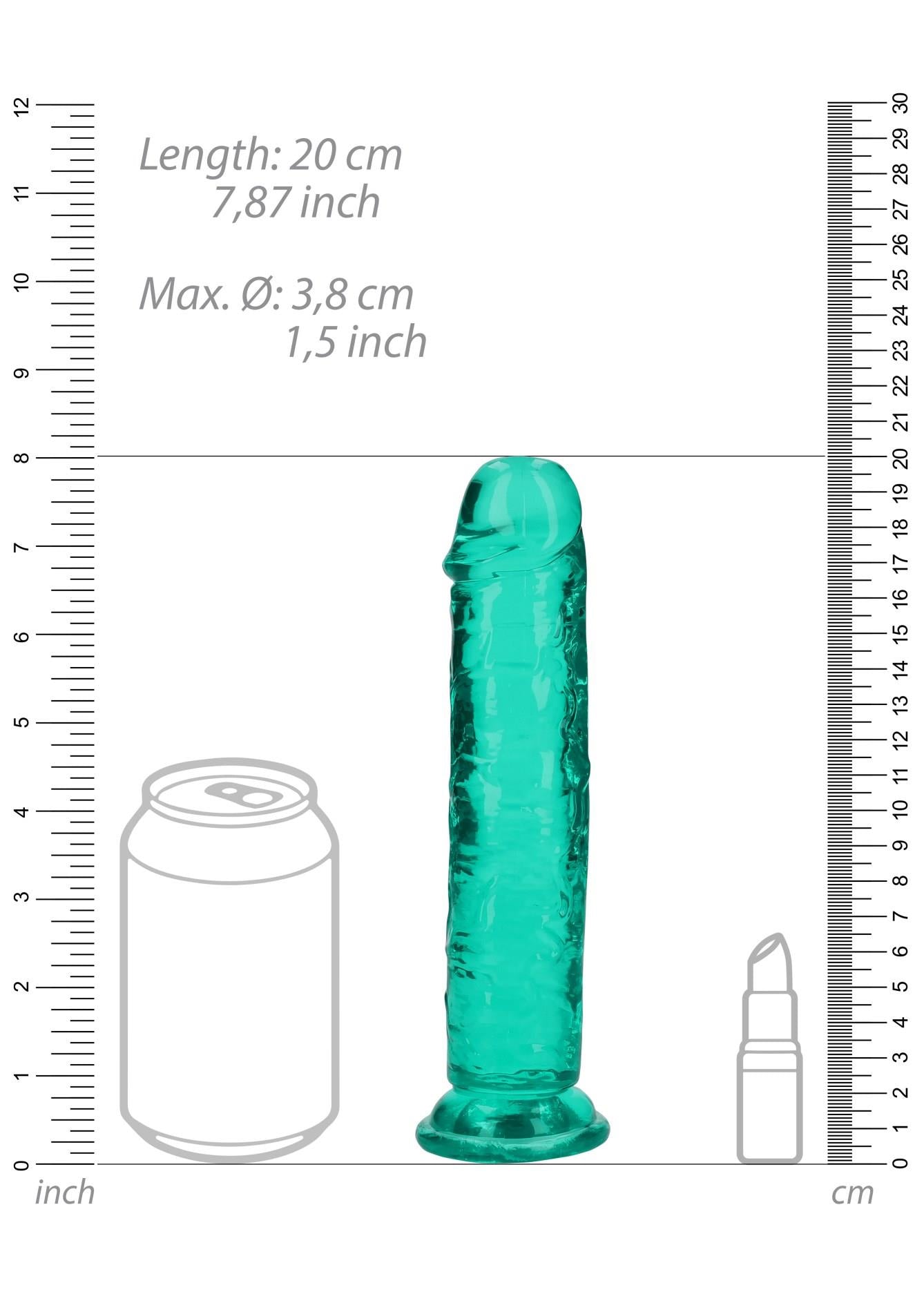 Dildo realist drept RealRock cu ventuză, transparent, 18 cm