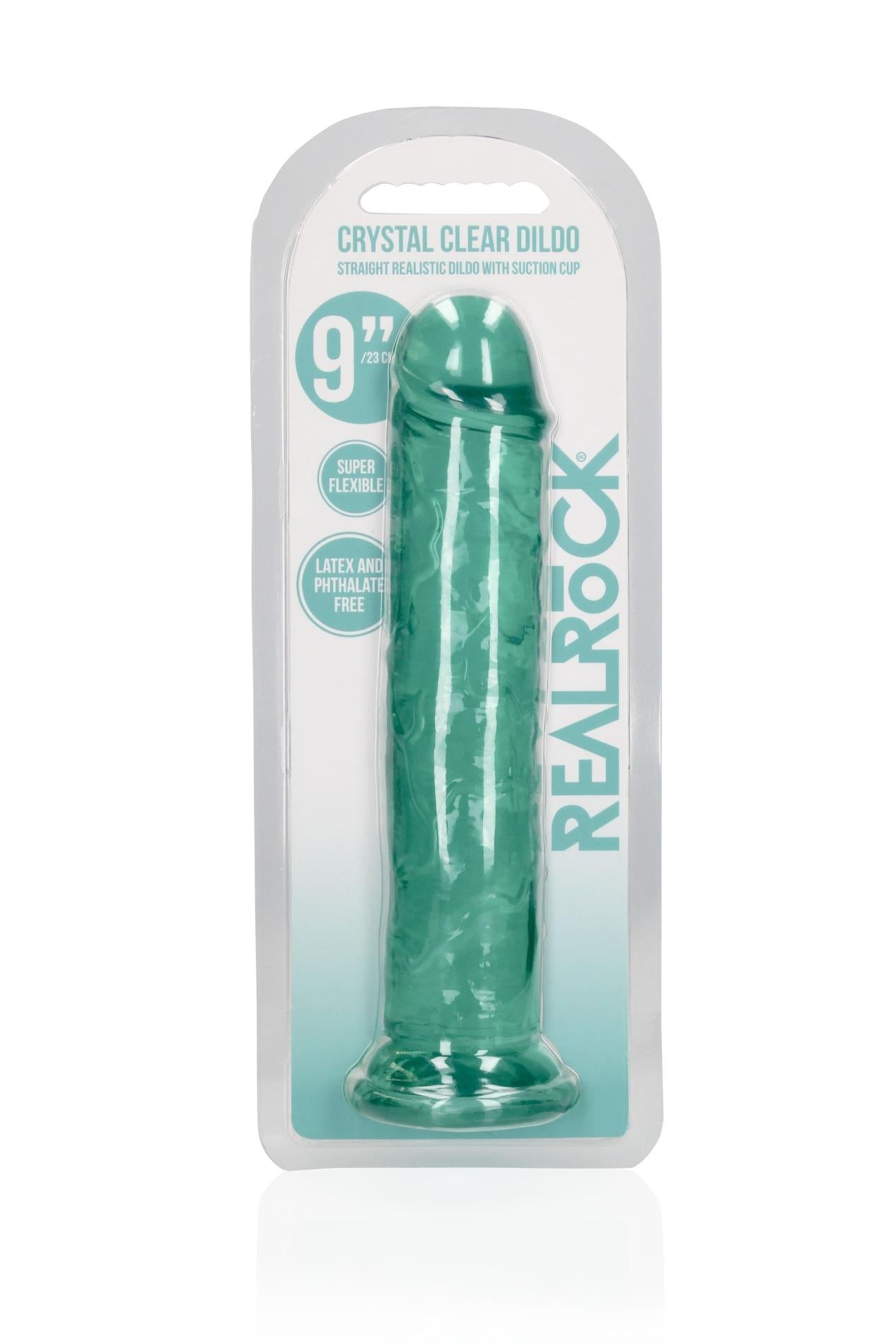Dildo realist drept RealRock cu ventuză, transparent, 23 cm