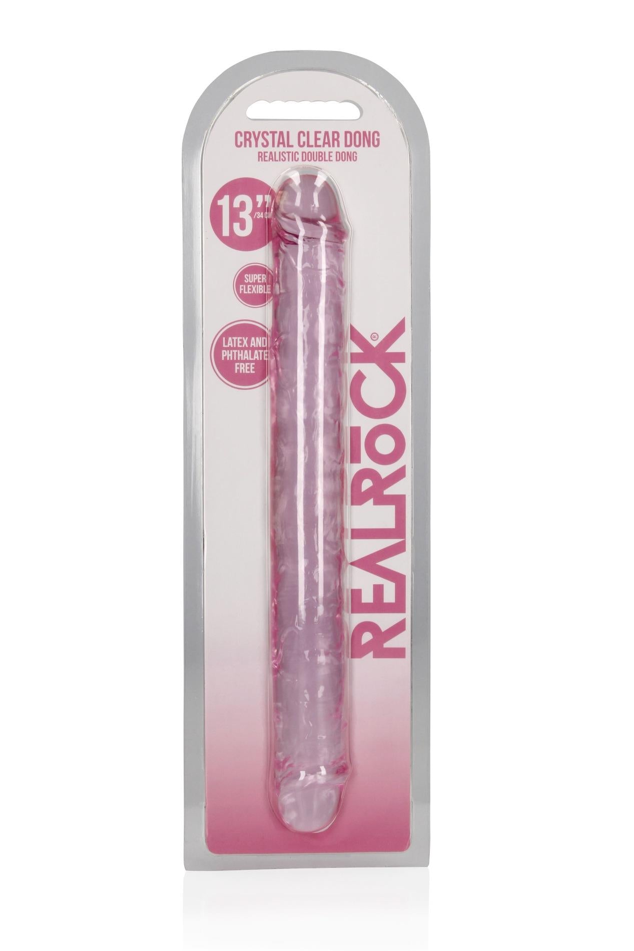 Dildo dublu RealRock transparent 34 cm