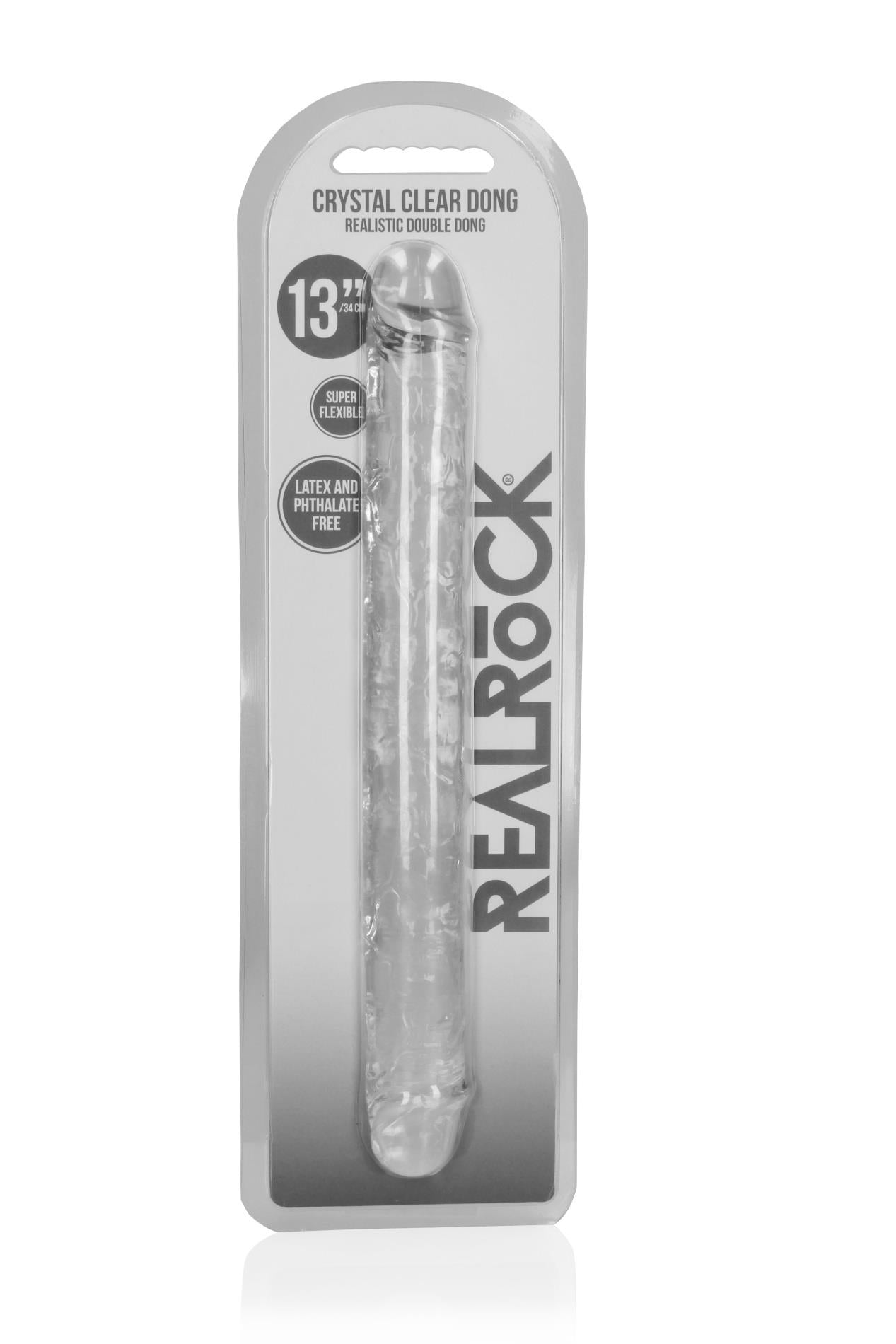 Dildo dublu realist RealRock Crystal Clear 34 cm