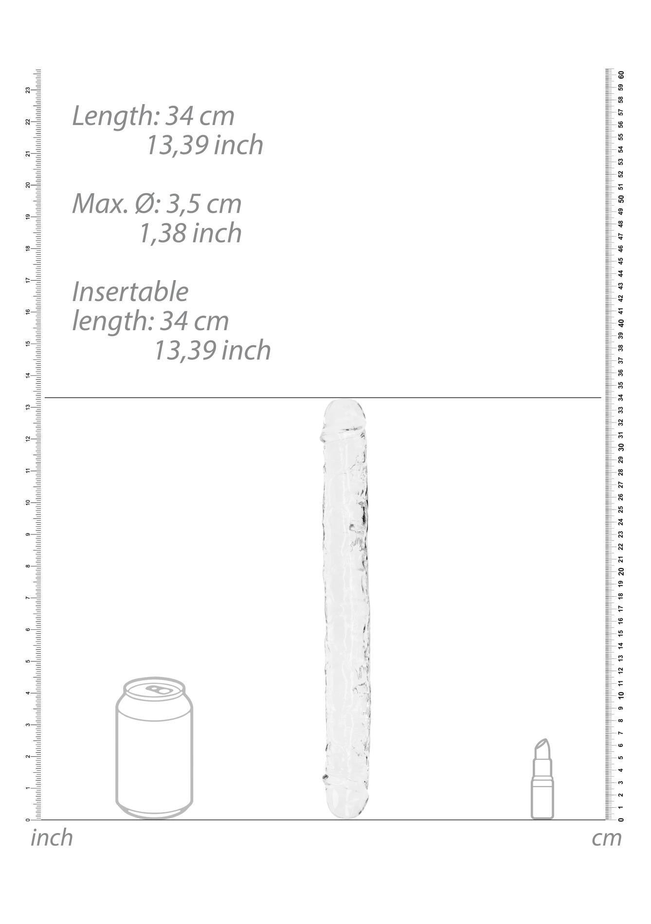 Dildo dublu realist RealRock Crystal Clear 34 cm