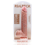 Dildo realist extra lung RealRock cu scrot, 15 inch din PVC