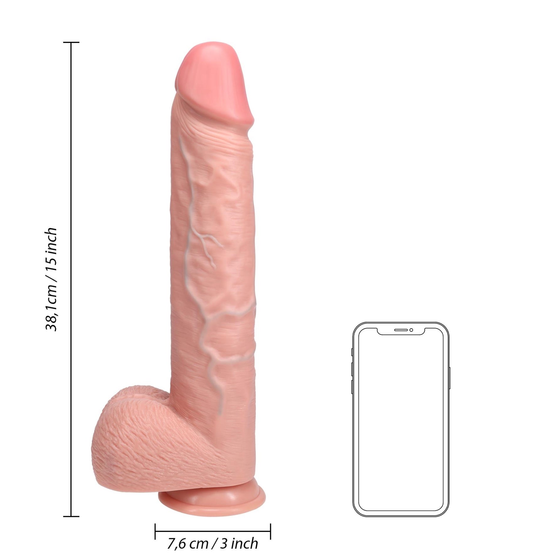 Dildo realist extra lung RealRock cu scrot, 15 inch din PVC