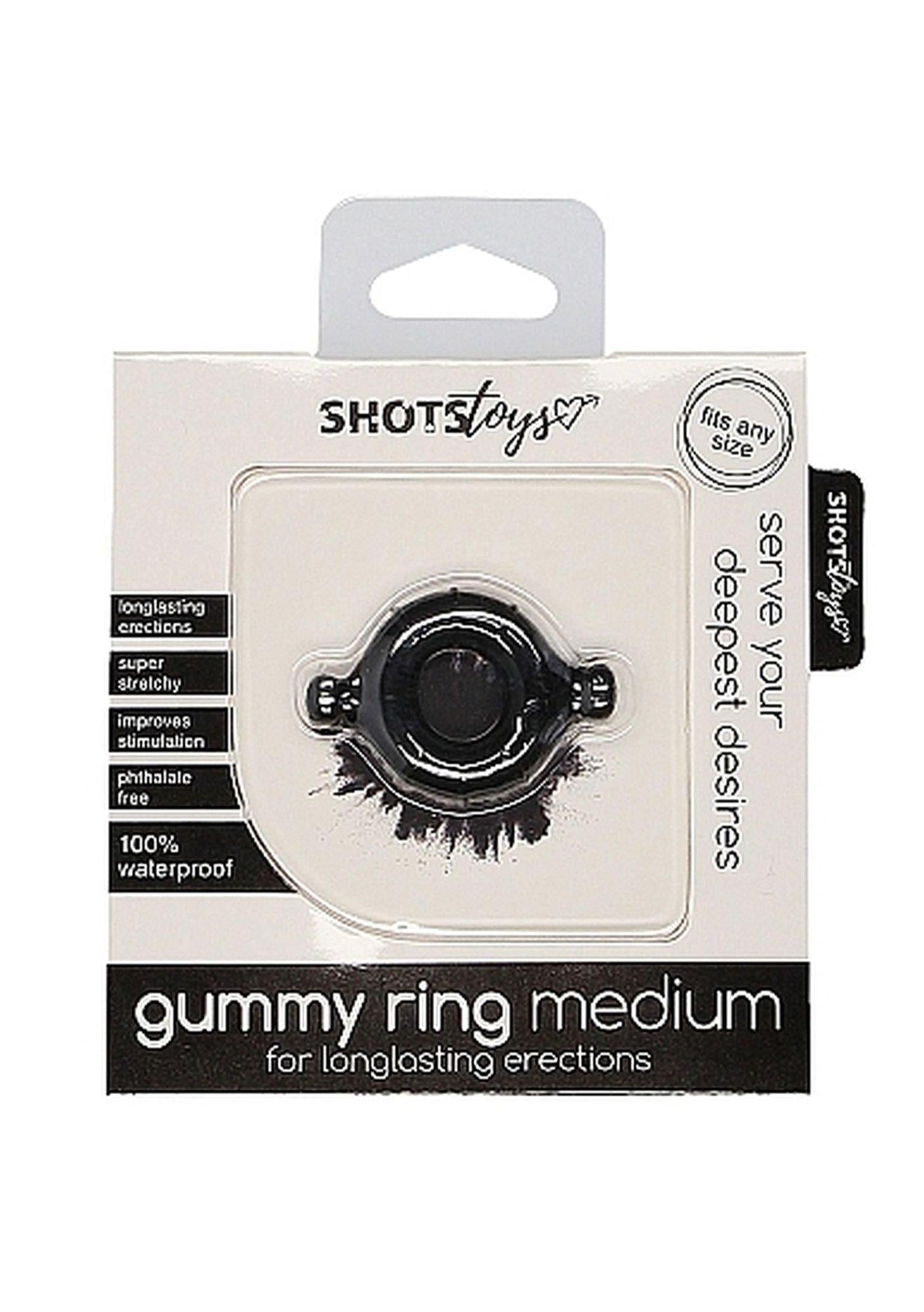 Inel pentru penis ShotsToys TPE, mediu, negru