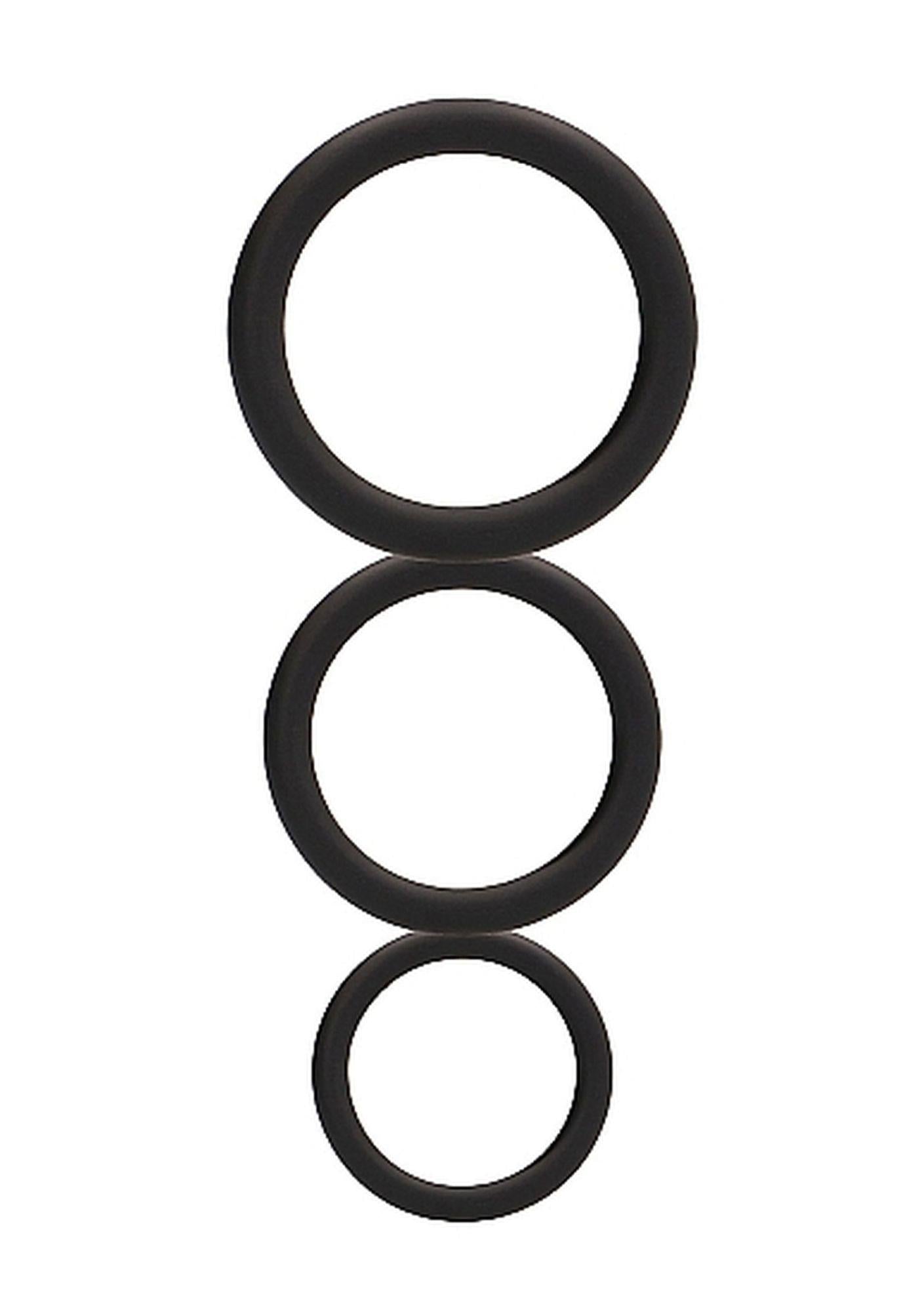 Set de inele pentru penis ShotsToys, negru, 3 mărimi