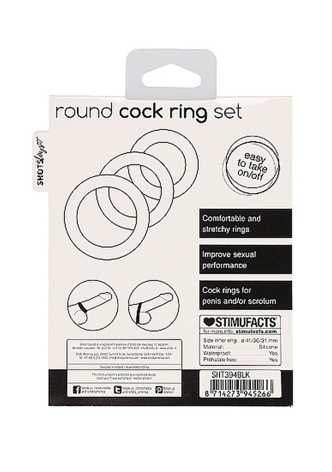 Set de inele pentru penis ShotsToys, negru, 3 mărimi